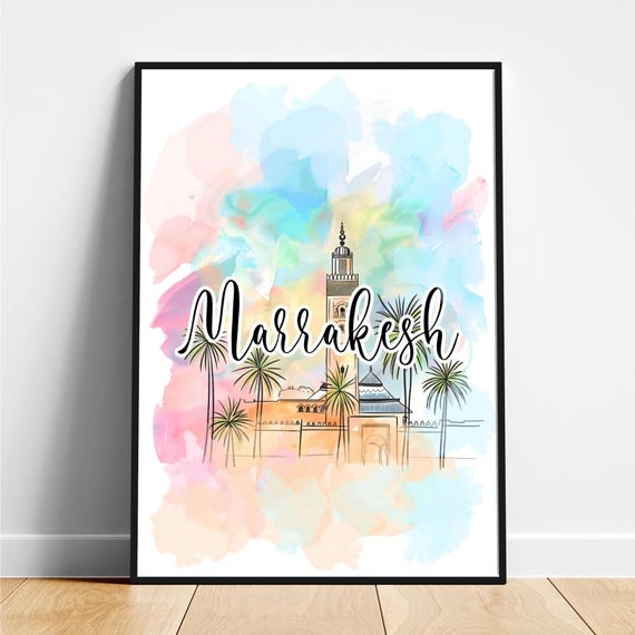 Marrakesh Travel Print Morocco Travel Poster Marrakesh Poster Marrakesh Morocco Poster Modern Poster