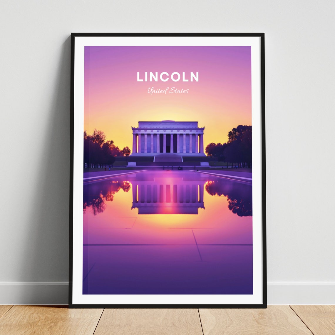 Lincoln United States Memorial Colonnade Sunset Reflection Poster