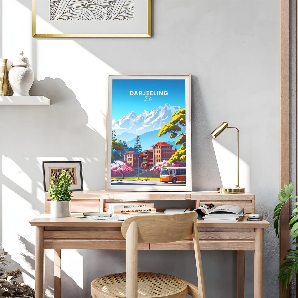 Darjeeling Himalayan Snow Peaks Town Bus India Travel Poster - Image 4