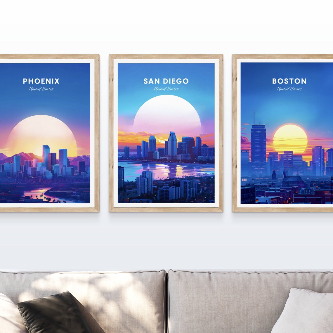 San Diego Big Sun Sunset Skyline Bay California Travel Poster - Image 4
