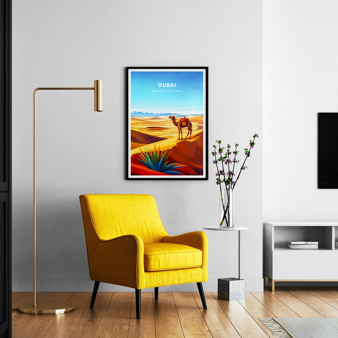 Dubai United Arab Emirates Camel Golden Desert Dunes Travel Poster - Image 3