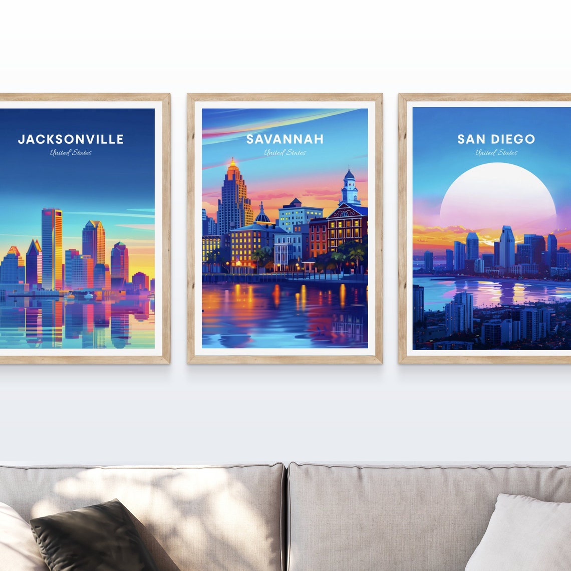 Savannah Riverfront Skyline Dusk Water Reflection Travel Poster - Image 4