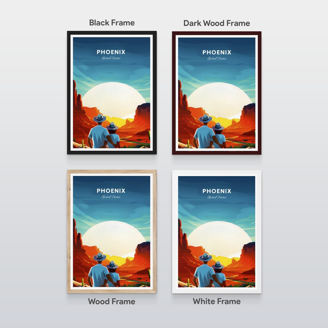 Phoenix Arizona Canyon Sunset Travelers Vintage Travel Poster - Image 2