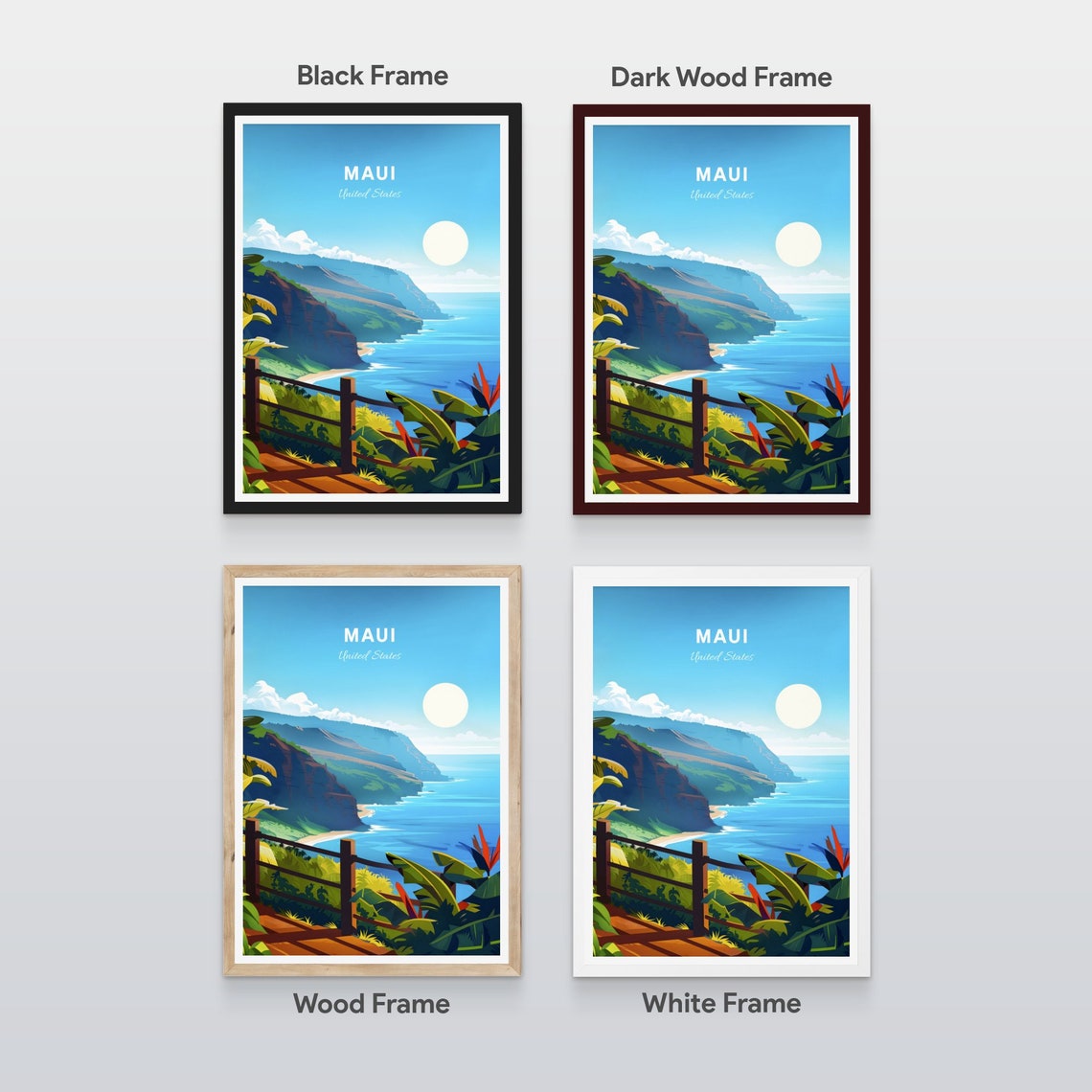 Maui Hawaii Cliff Overlook Ocean View Tropical Travel Poster - Image 2