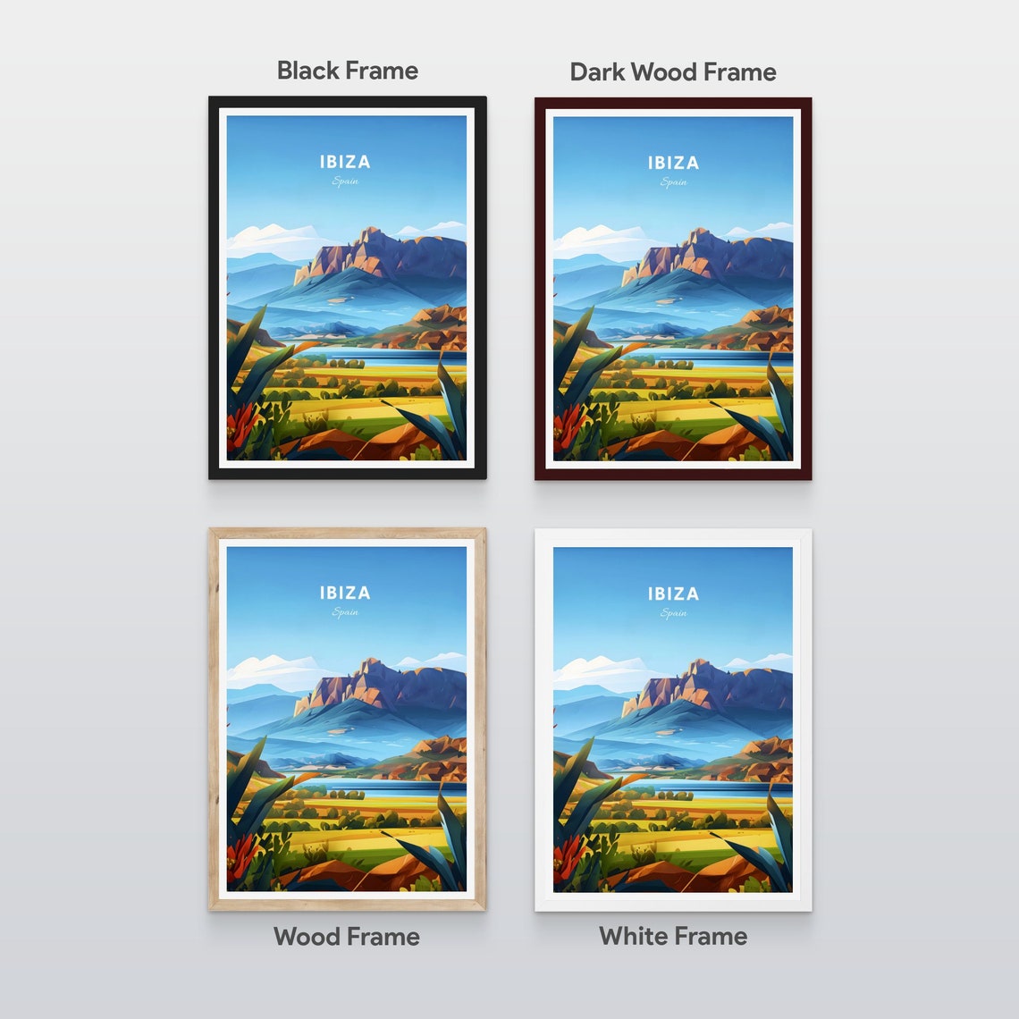 Ibiza Spain Rocky Mountain Valley Golden Fields Coast Poster - Image 2