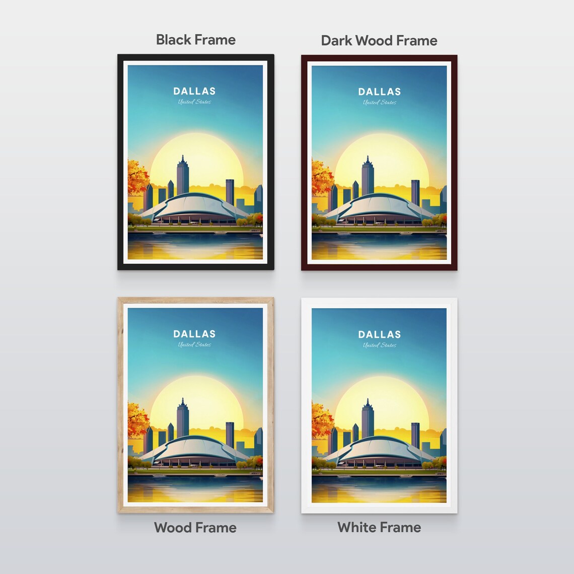 Dallas Domed Arena at Golden Sunset Over the Calm Water Poster - Image 2