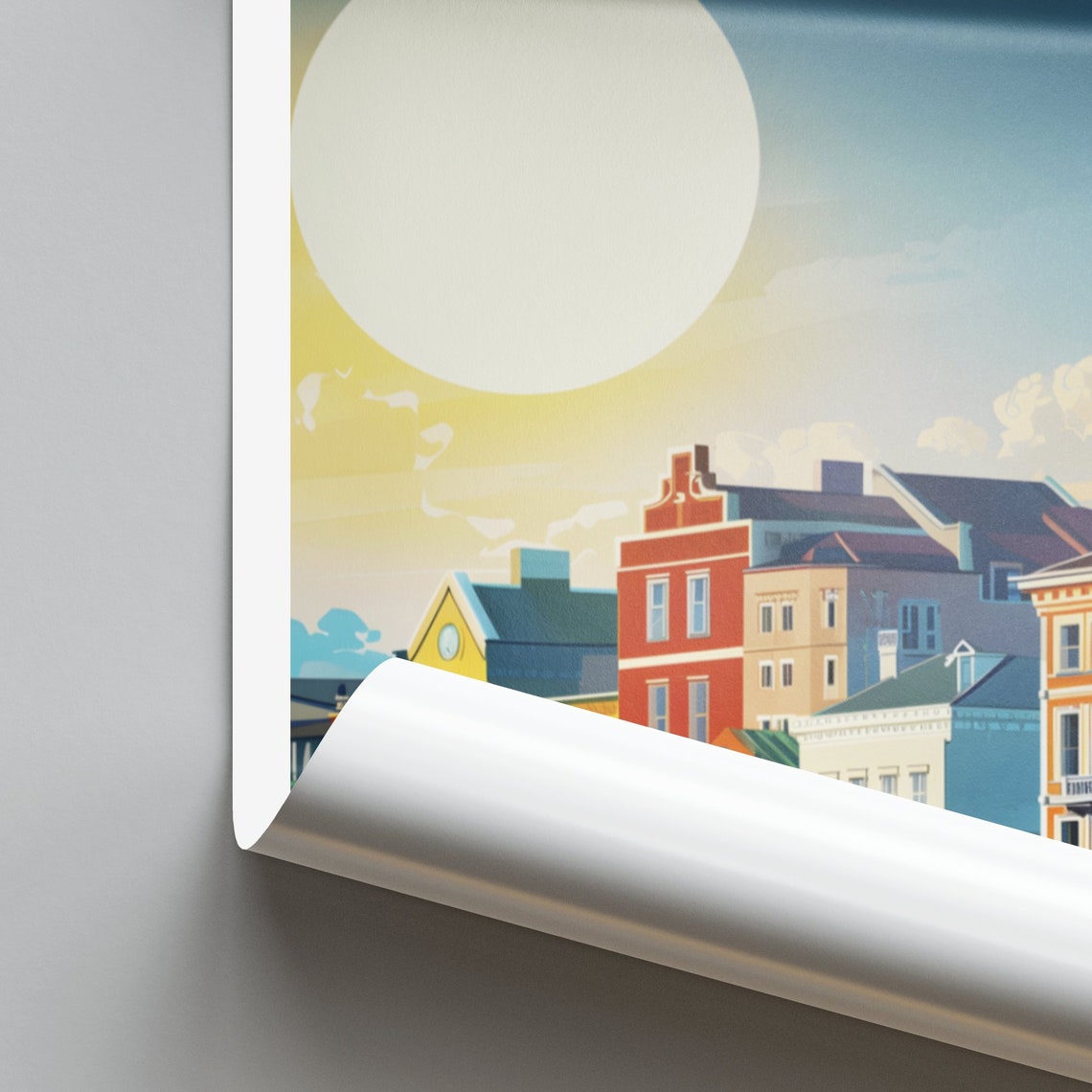 Sacramento Waterfront Buildings With Canoe Paddler Day Poster - Image 2
