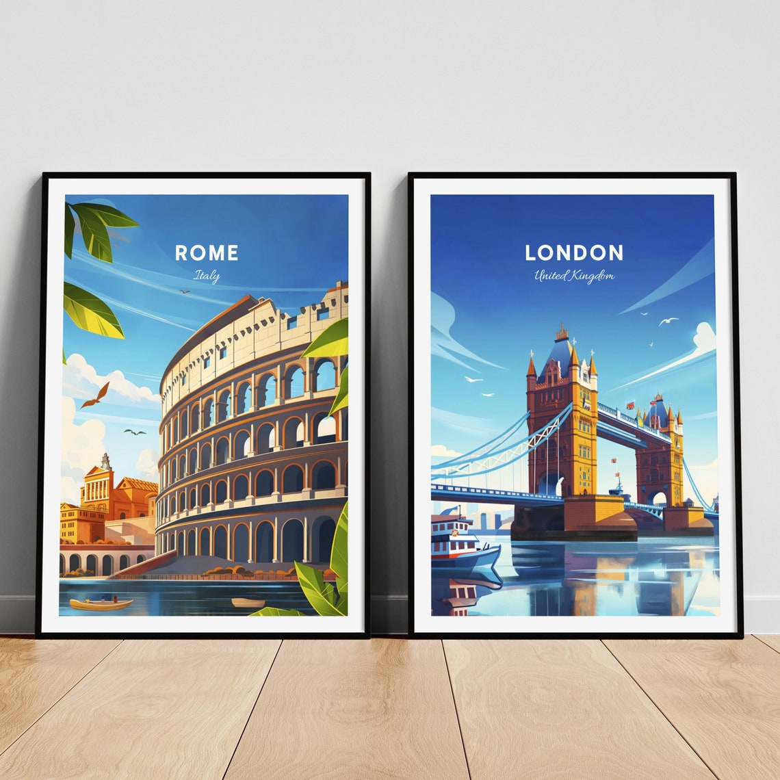 Rome Italy Colosseum Riverfront Water View Bright Day Travel Poster - Image 3