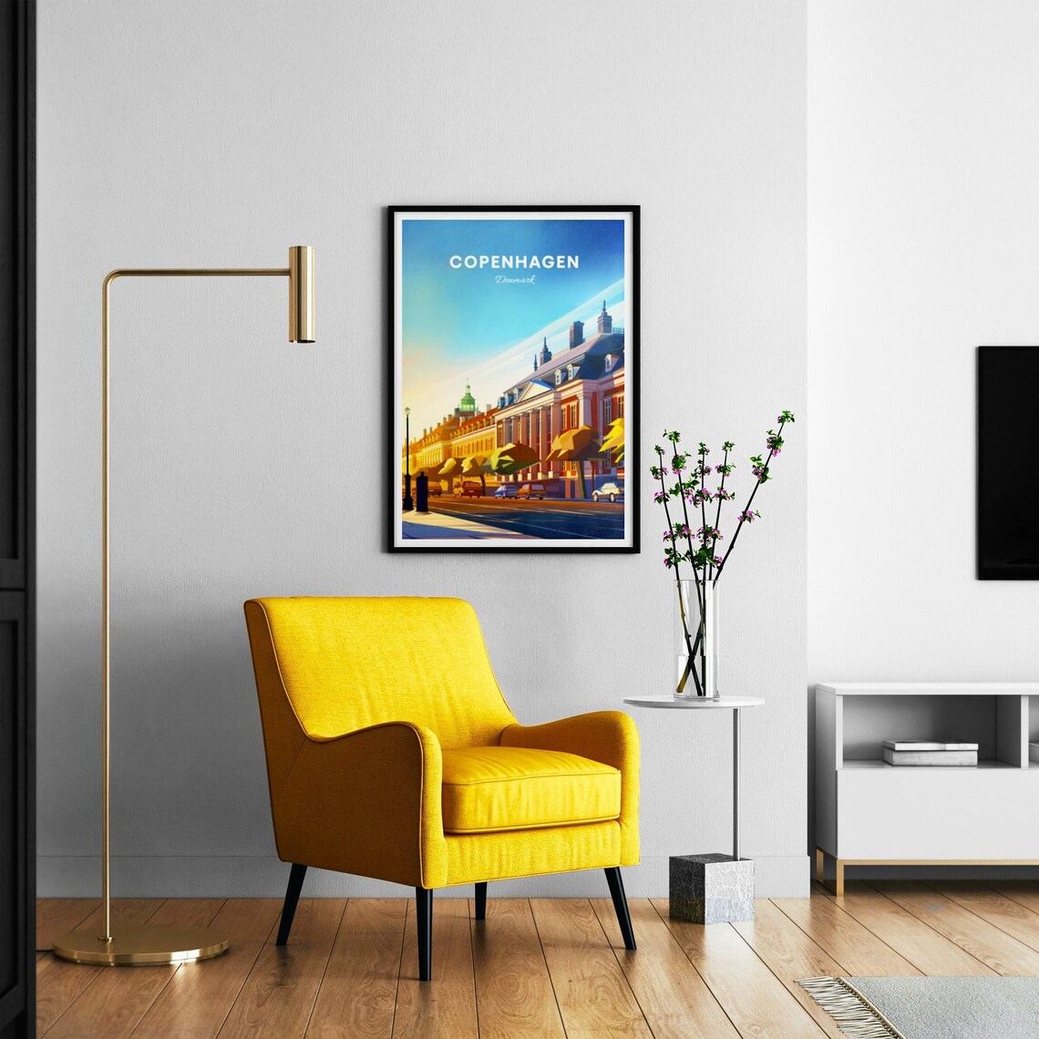 Copenhagen Denmark Palace Street Golden Hour Vintage Travel Poster - Image 3