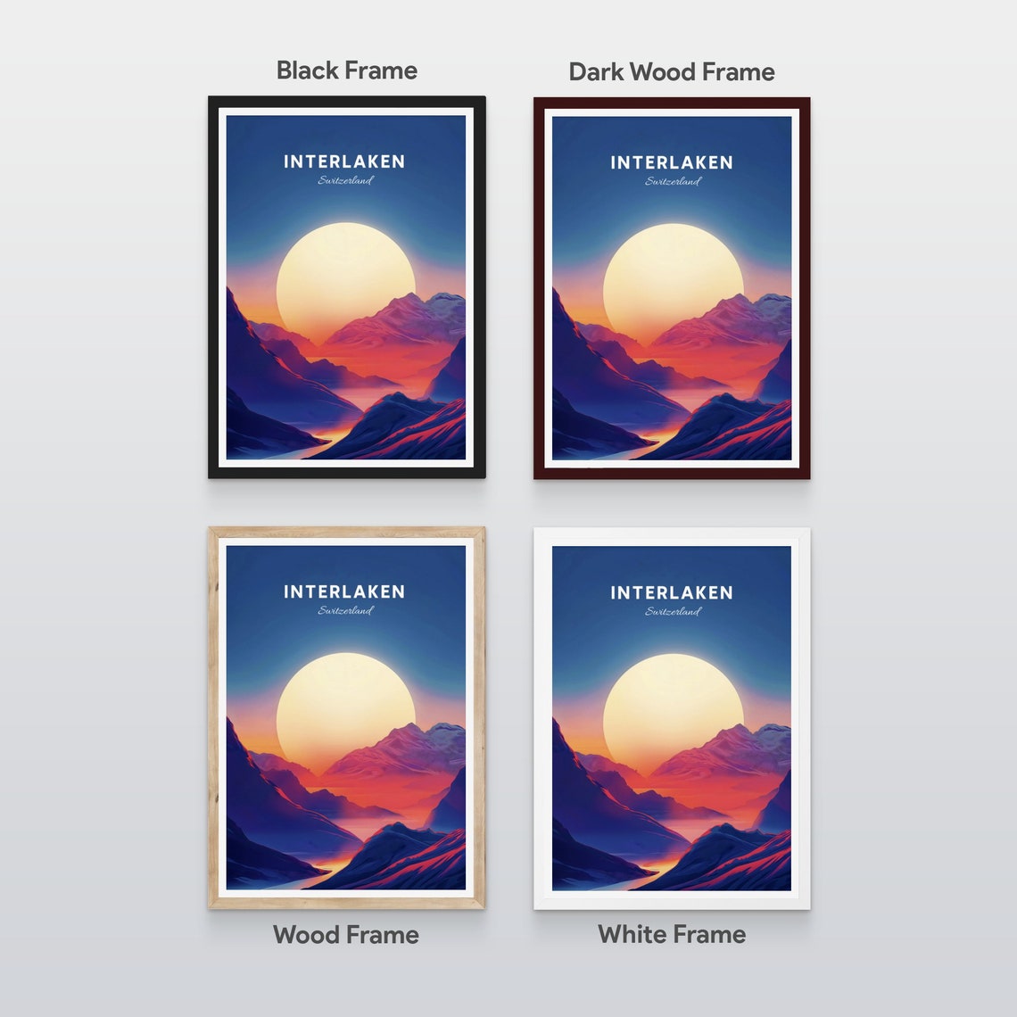 Interlaken Switzerland Vivid Sunset Over Mountain Valley Poster - Image 2