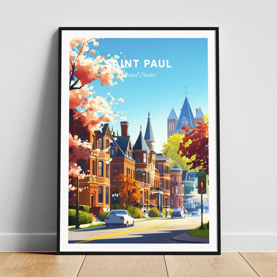 Saint Paul United States Historic Brick Street Travel Poster