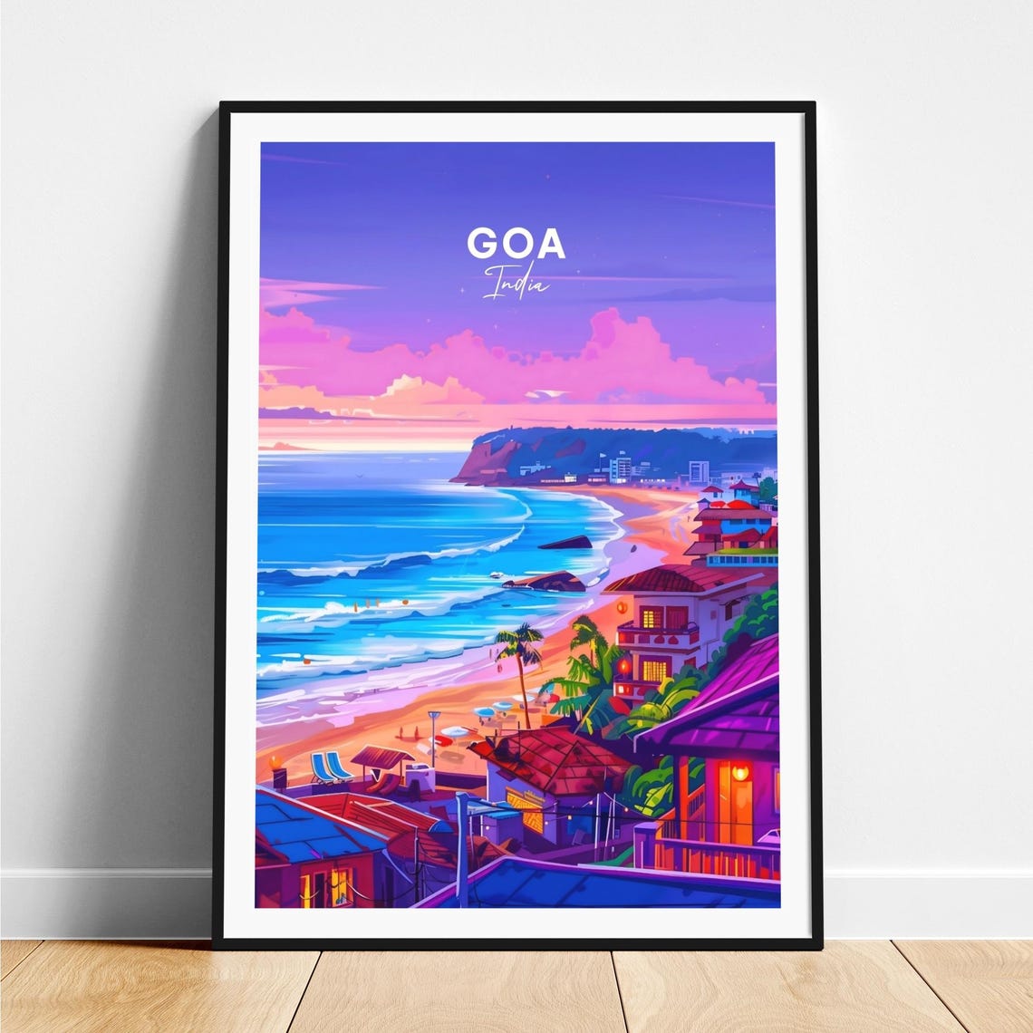 Goa India Vibrant Coastal Beach Sunset Seascape Travel Poster