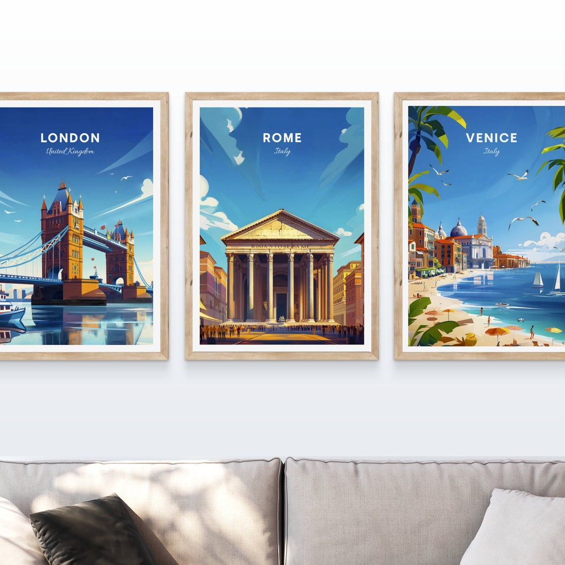 Rome Italy Pantheon Ancient Temple Columns Day View Travel Poster - Image 3