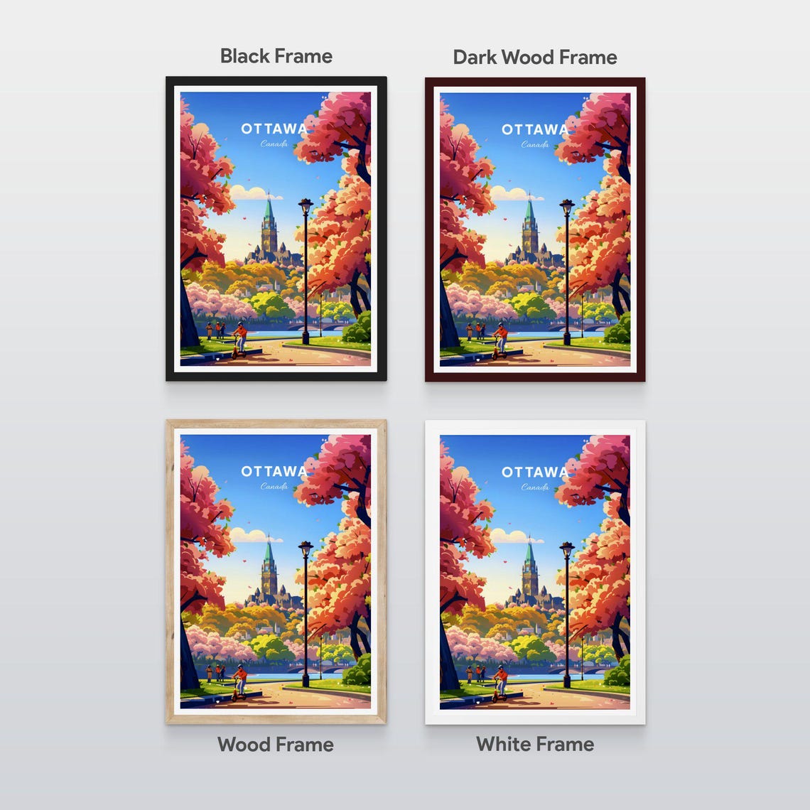 Ottawa Canada Parliament Hill Spring Park Path Blossoms Travel Poster - Image 2