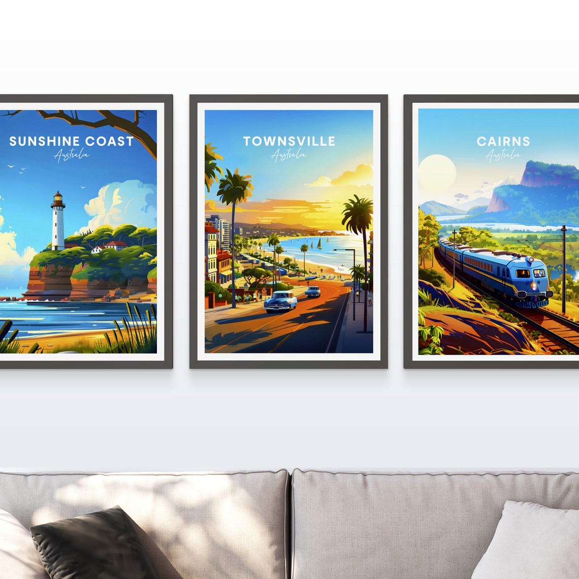 Townsville Australia Sunset Ocean Drive Palm Boulevard Poster - Image 3