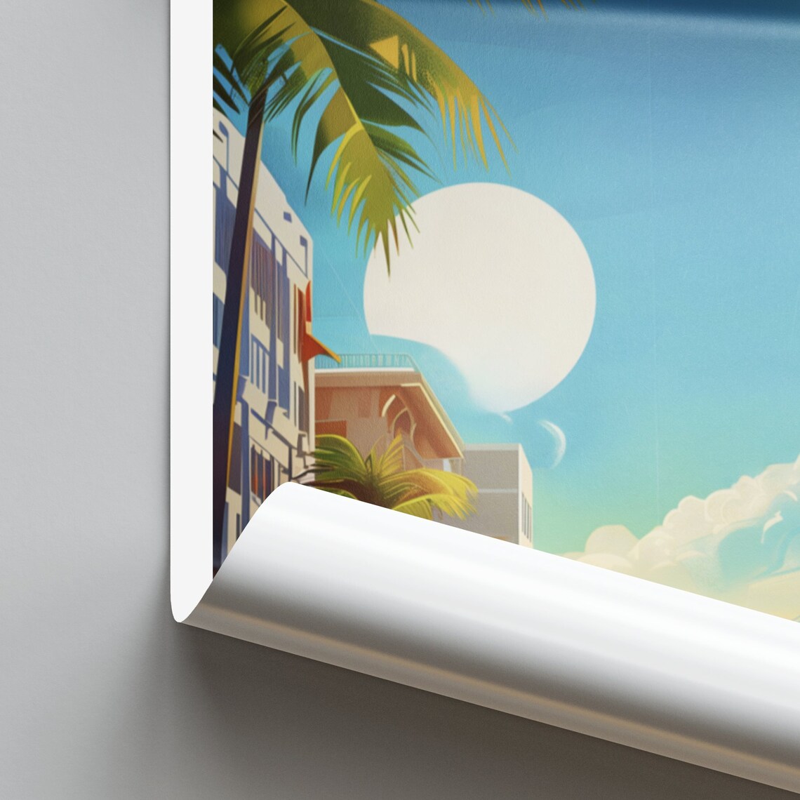 Fort Myers Florida Palm Lined Downtown Street Cars Travel Poster - Image 2