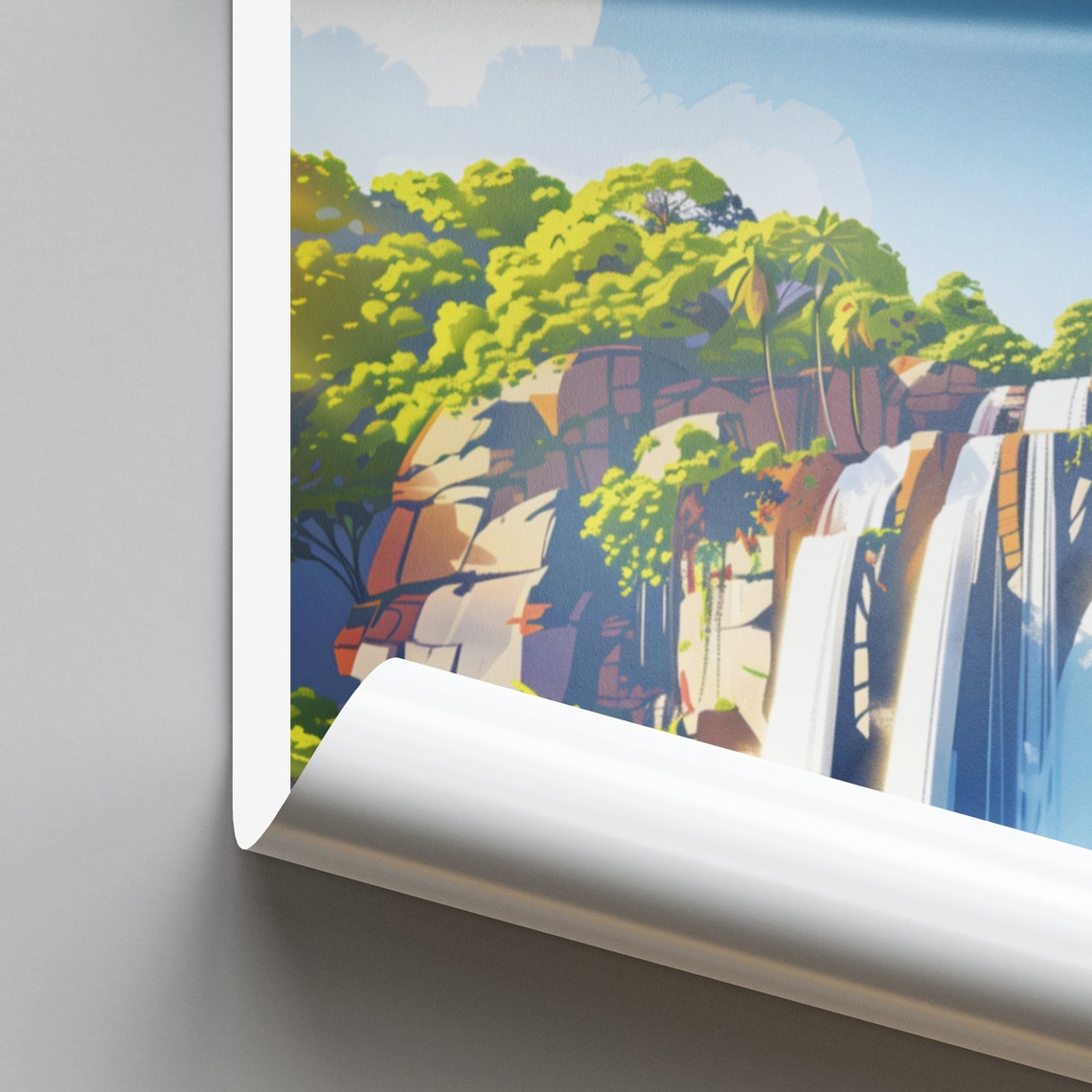 Tallahassee Florida Tropical Waterfall Jungle Falls Travel Poster - Image 2