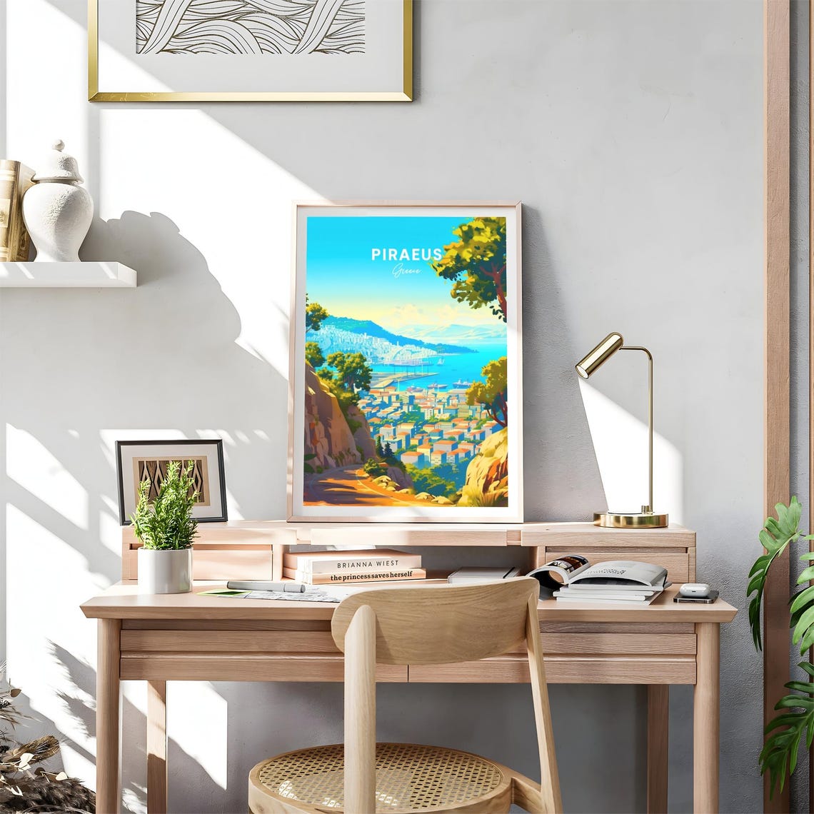 Piraeus Greece Harbor Panorama Hilltop Aegean View Travel Poster - Image 4
