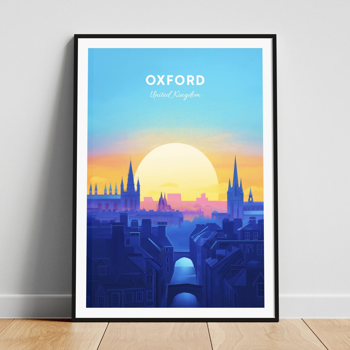 Oxford Blue Hour Spires Twilight Skyline City Sunset Wall Poster