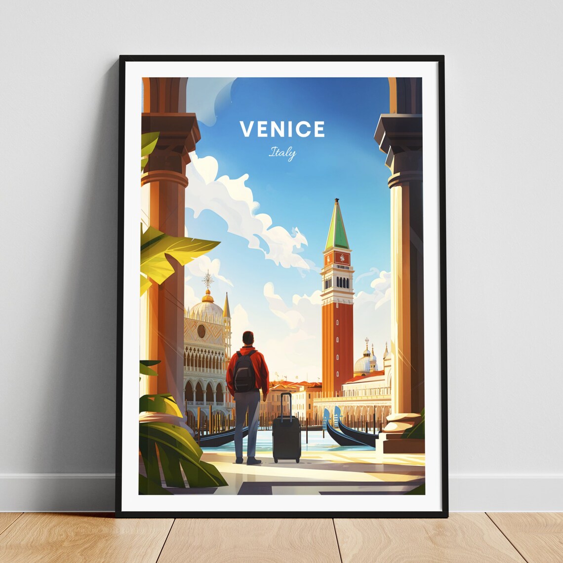 Venice Italy Saint Marks Square Traveler Arrival Scene Travel Poster