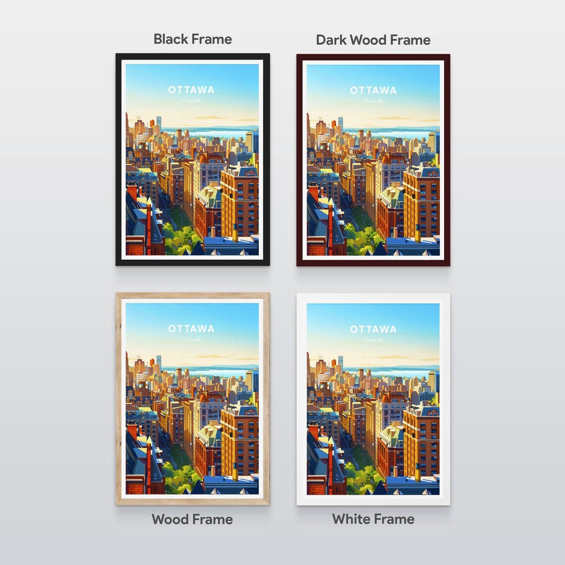 Ottawa Canada Aerial City Skyline Panorama River View Travel Poster - Image 2