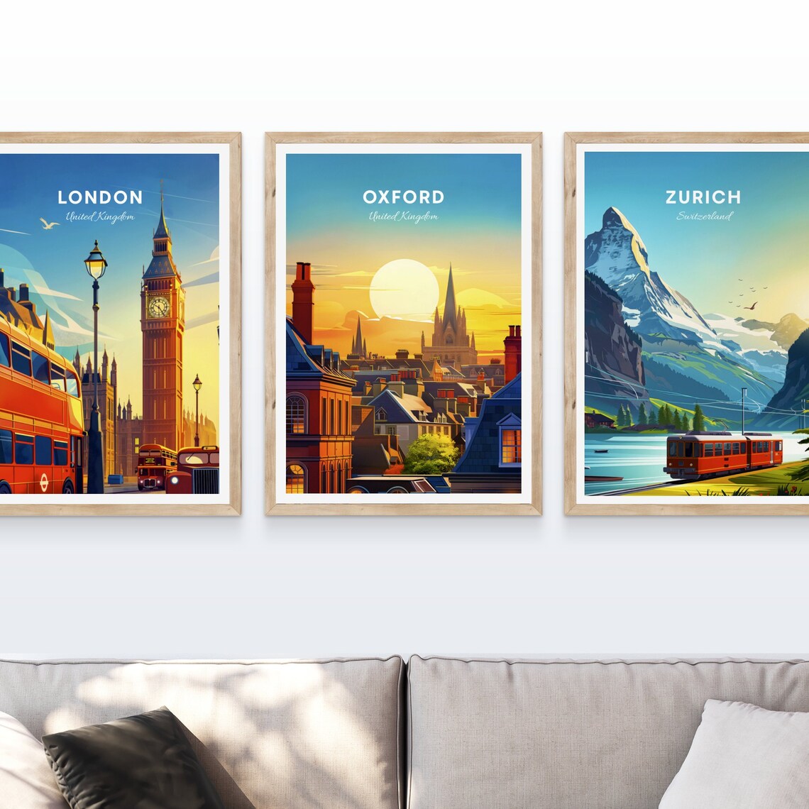Oxford England Rooftop Spires Golden Sunset Skyline Travel Poster - Image 4