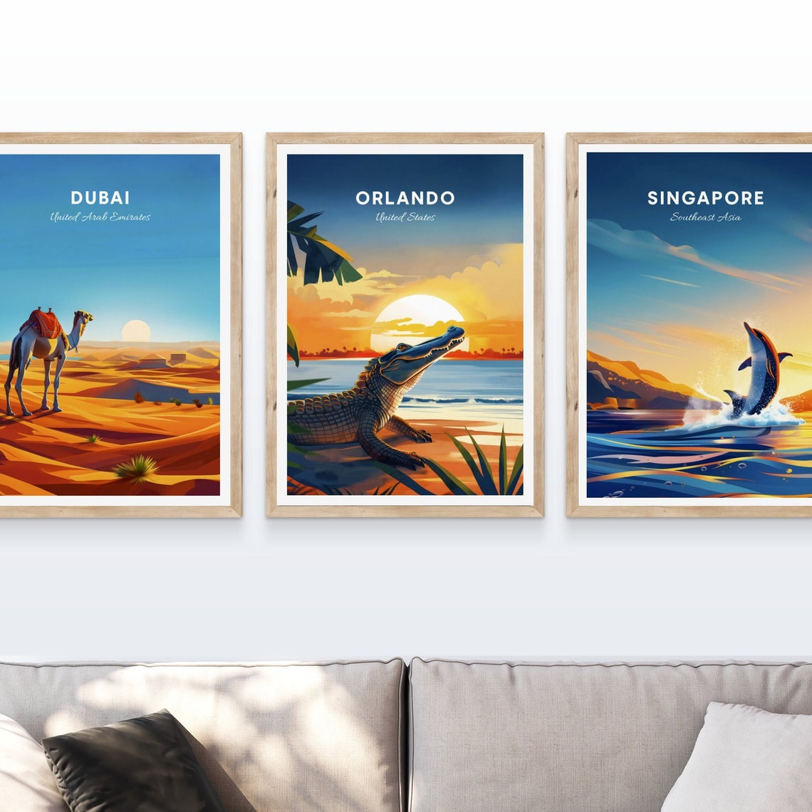 Orlando Florida Alligator Sunset Beach Wildlife Vintage Travel Poster - Image 4