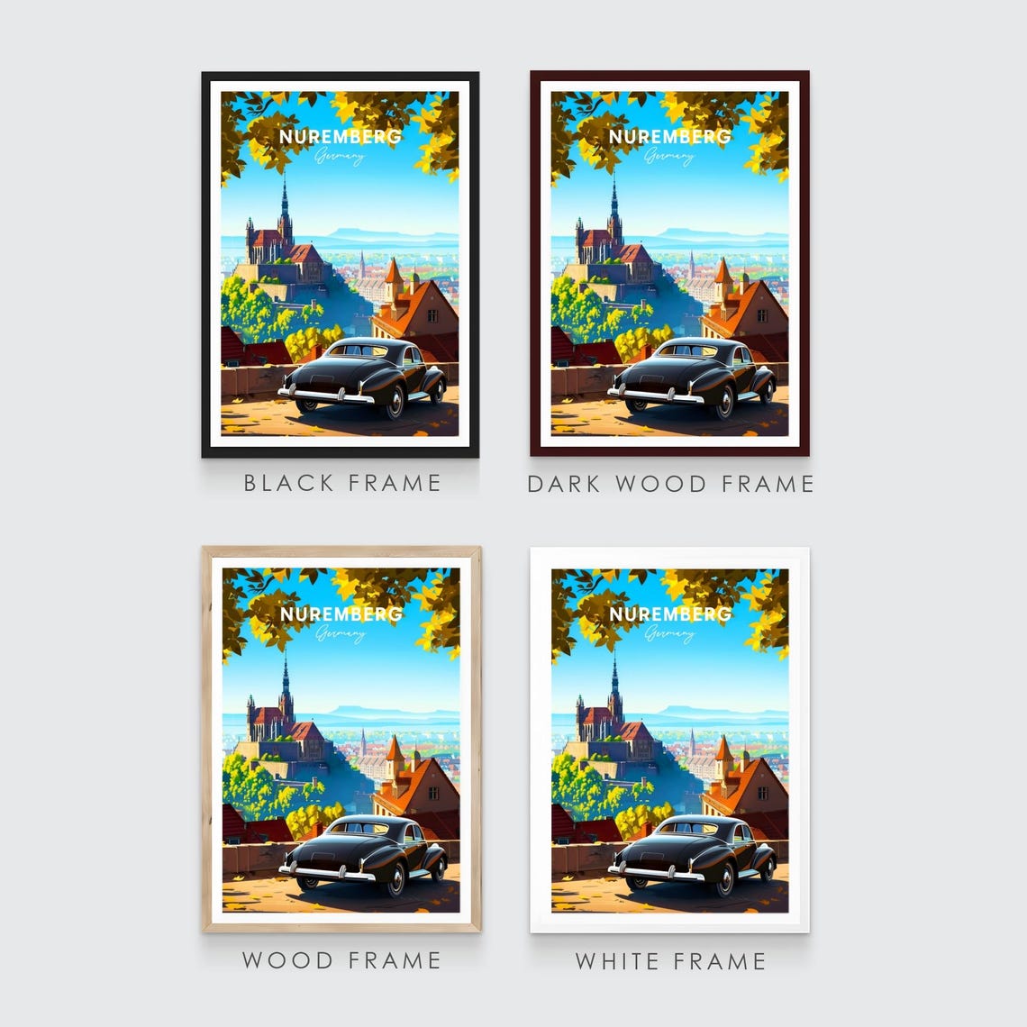 Nuremberg Castle Autumn Overlook Germany Vintage Travel Poster - Image 3