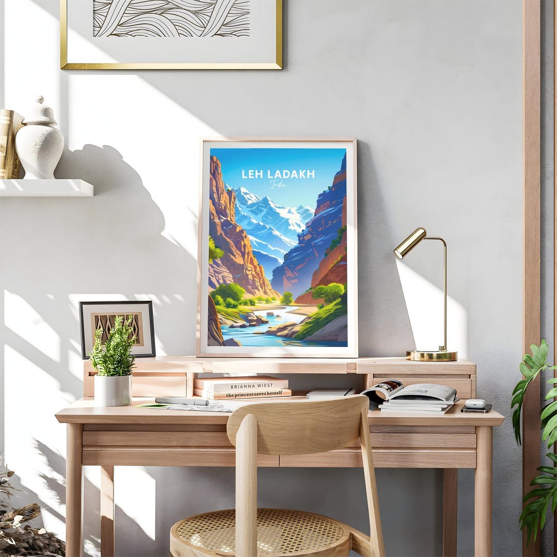 Leh Ladakh India Rocky Gorge River Snow Capped Peaks Travel Poster - Image 4