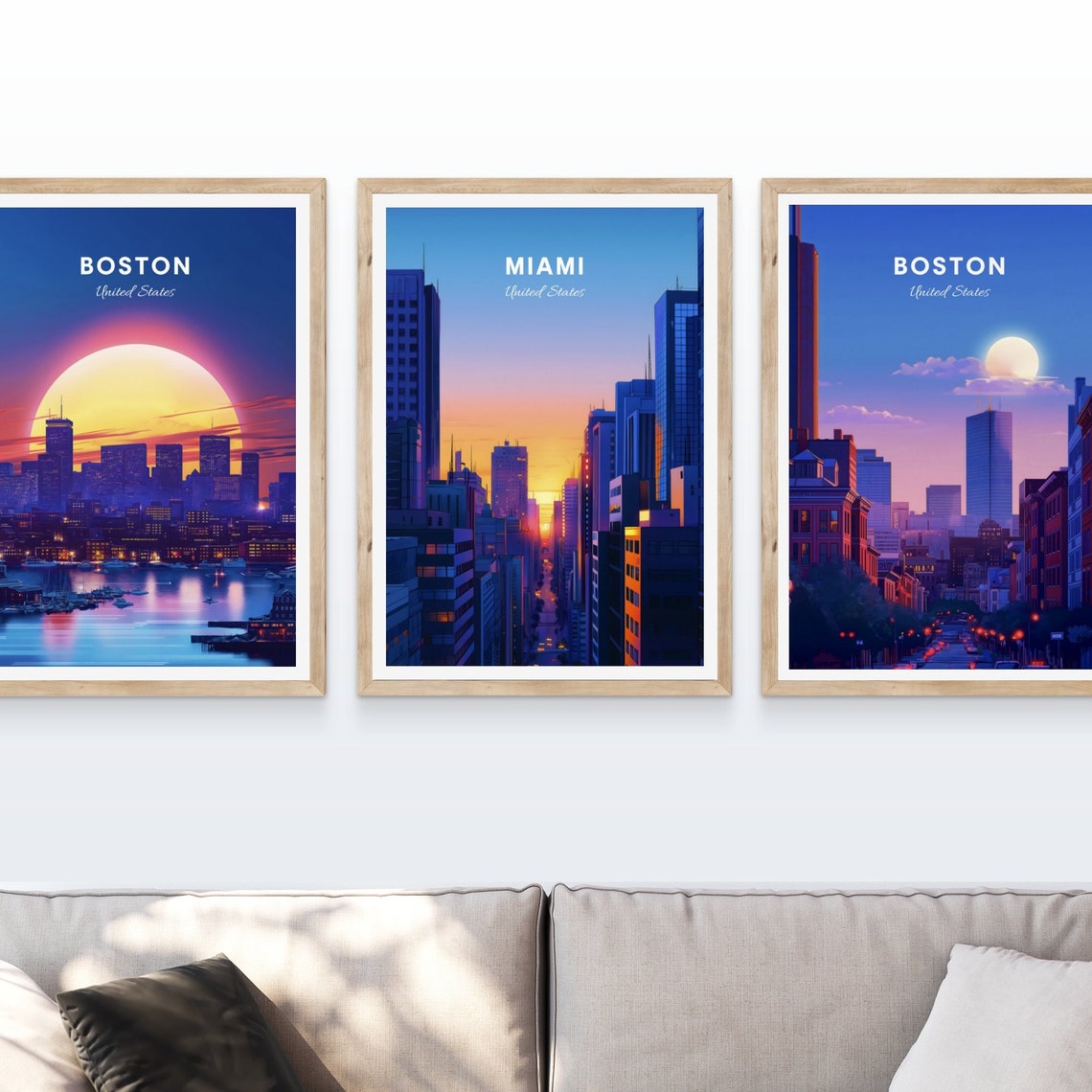 Miami Skyline Sunset Downtown Towers Vintage Cityscape Poster - Image 4