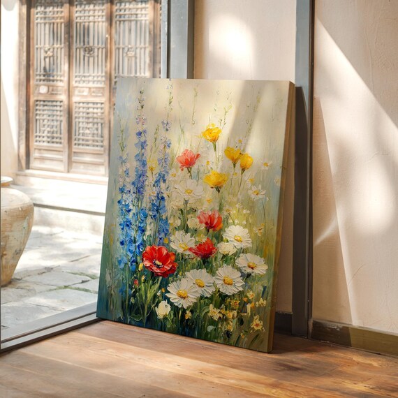 Wildflower Meadow Art Print, Rustic Nature