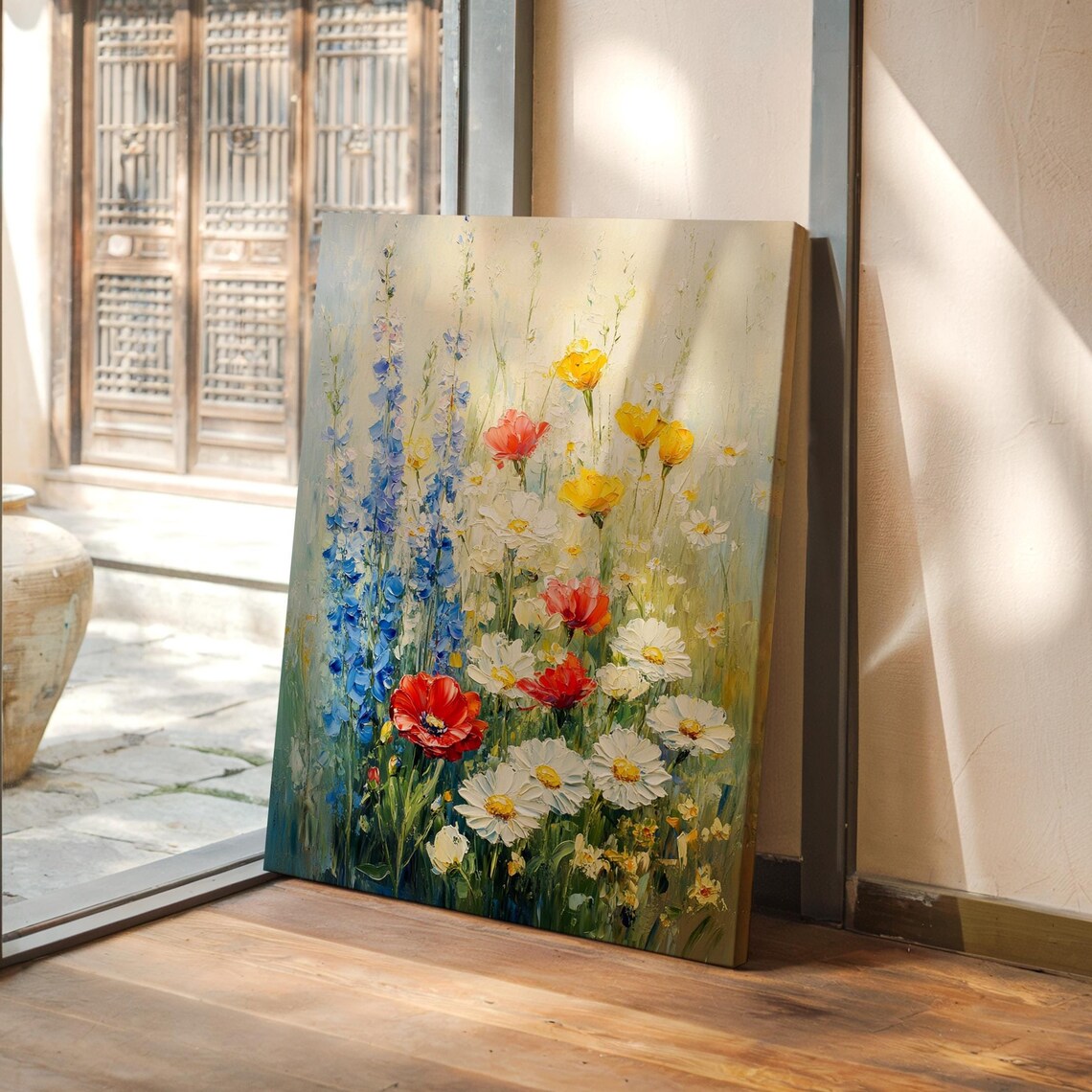 Wildflower Meadow Art Print, Rustic Nature