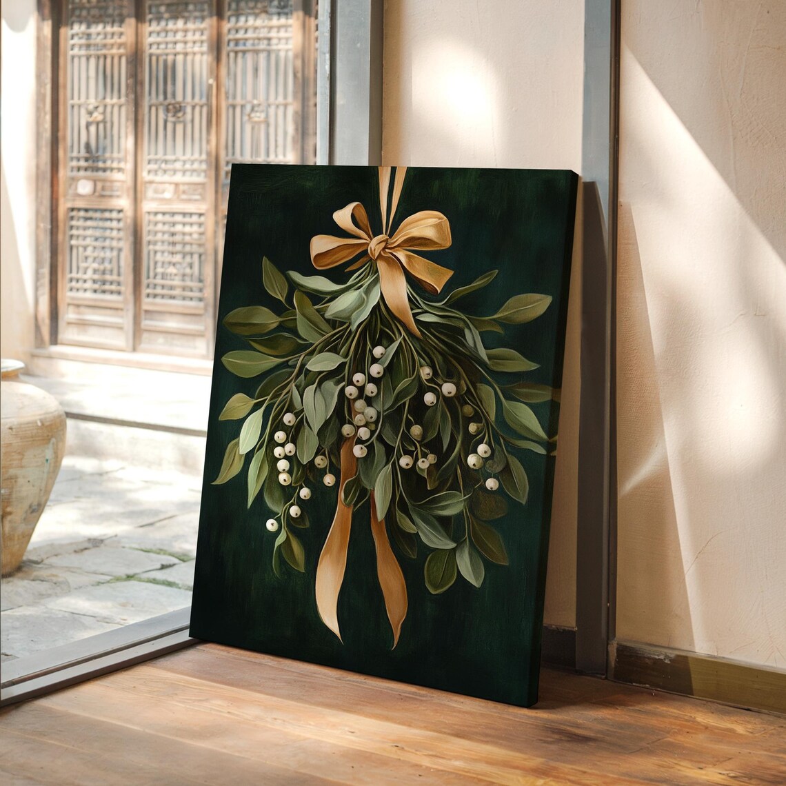 Elegant Mistletoe, Rustic Vintage Christmas Decor