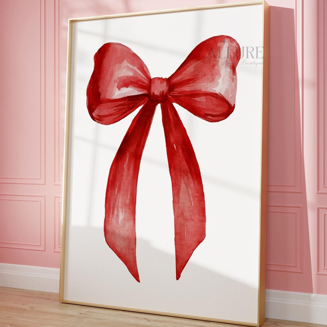 Vintage Christmas Bow Poster, Preppy Holiday Decor