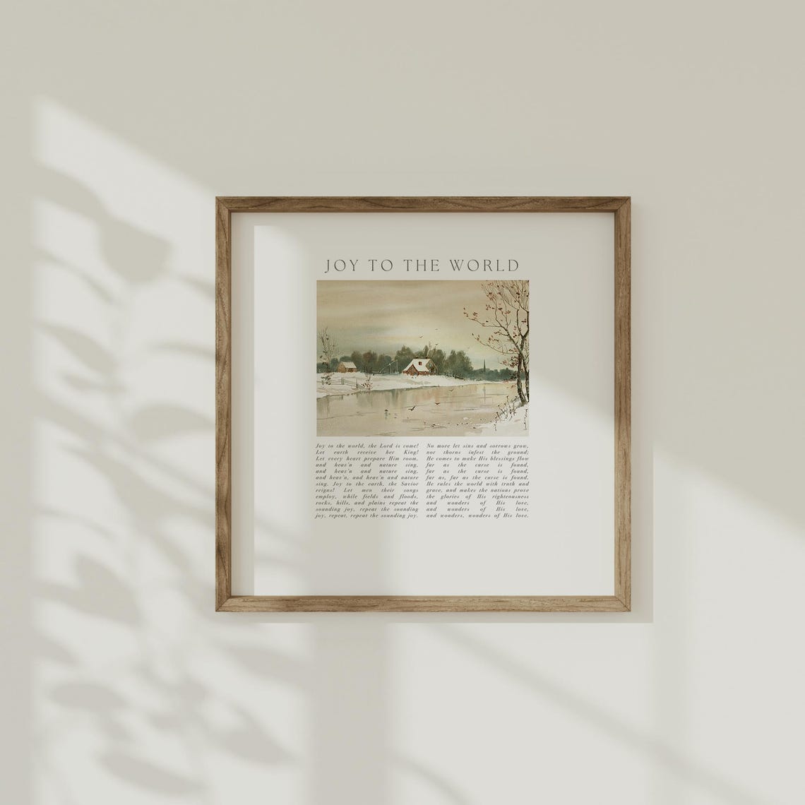 Joy To The World Hymn Winter Vintage Cottage Snowy Landscape Poster - Image 2