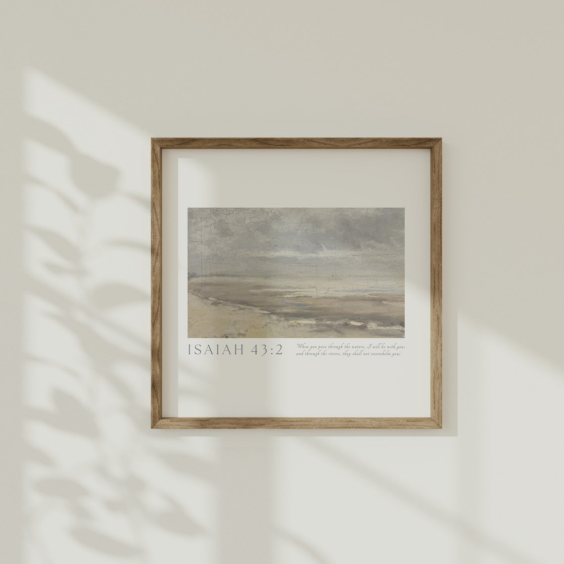 Isaiah 432 Coastal Wall Art Vintage Bible Verse Poster Calming Scripture Quote Ocean Landscape Neutral Christian Home Decor - Image 3