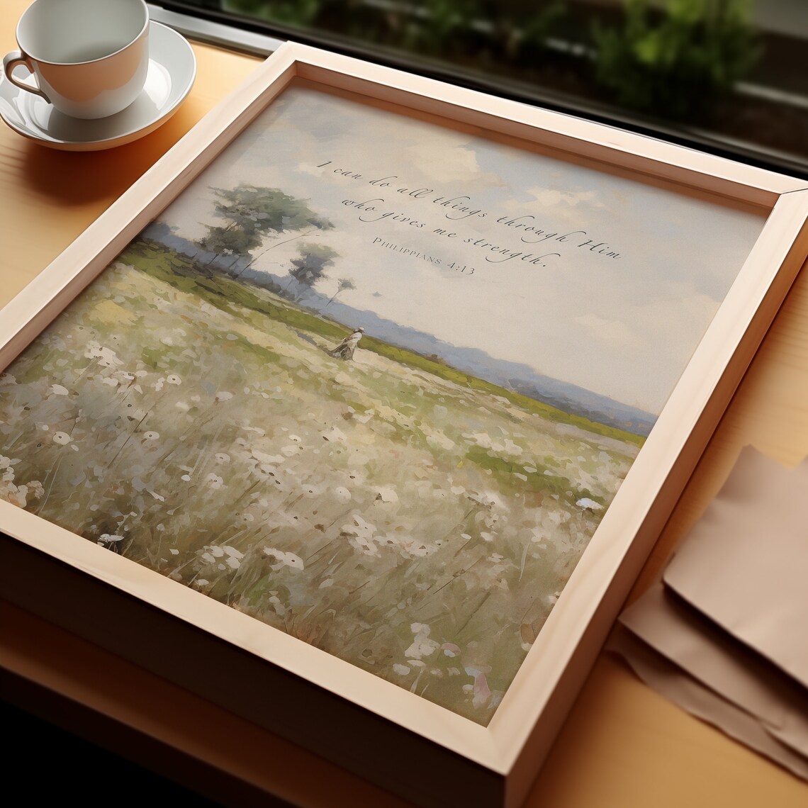 Philippians 4:13 Wildflower Farmhouse Scripture Art Print - Image 2
