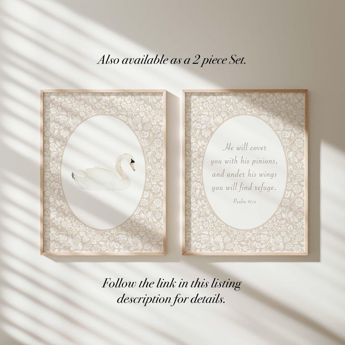 Psalm 914 Nursery Wall Art Swan Nursery Print Woodland Nursery Christian Baby Girl Neutral Baby Room Baby Bible Verse Print - Image 2