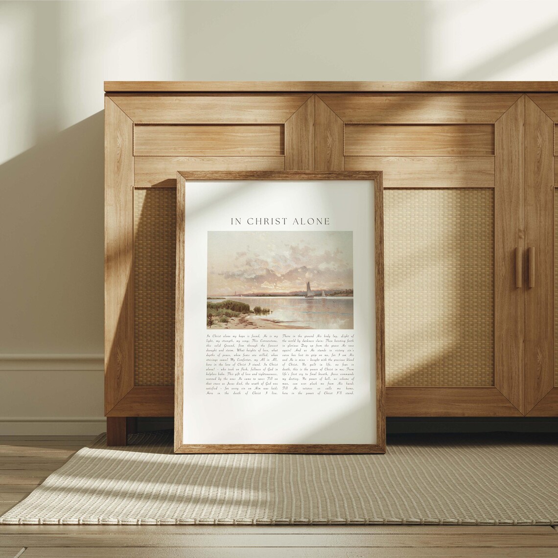 In Christ Alone Hymn Lyrics Sunset Lake Sailboats Impressionist Poster - Image 5