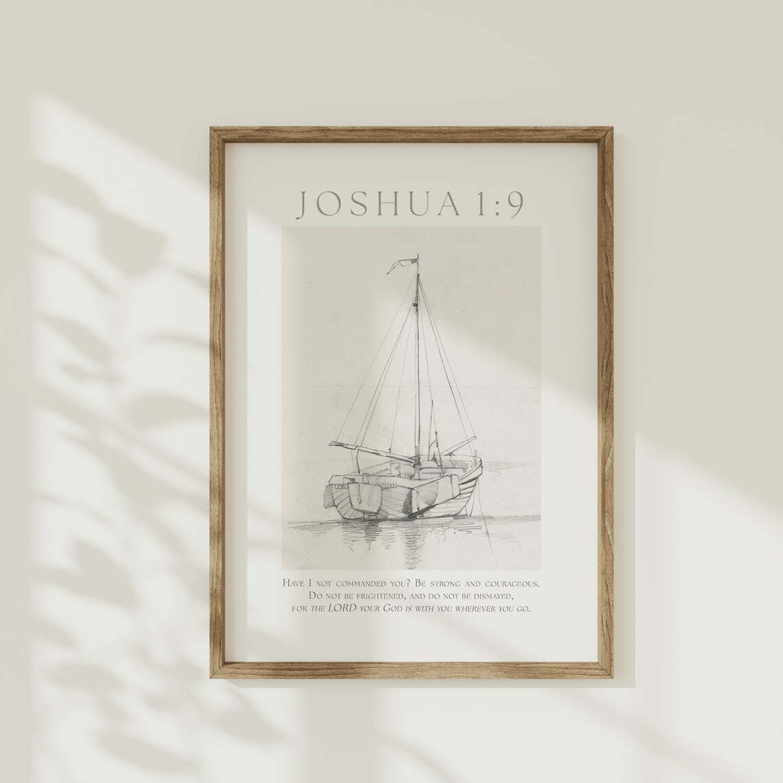 Joshua 19 Vintage Sailboat Art Print, Neutral Coastal