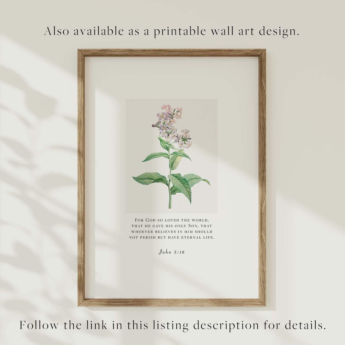 John 3:16 Bible Verse Purple Wildflower Botanical Scripture Poster - Image 4