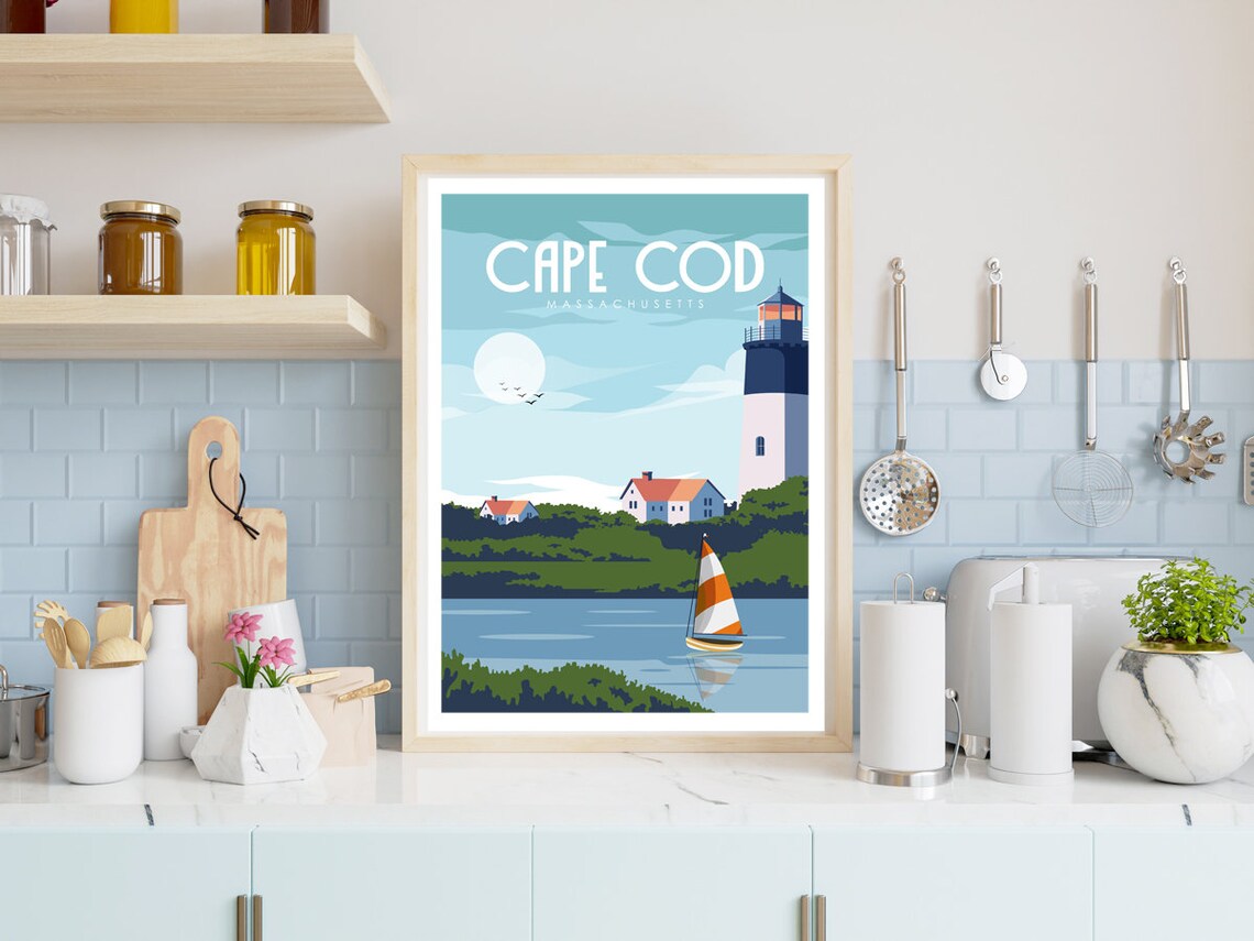 Cape Cod Travel Poster, Massachusetts Coastal Decor - Image 2