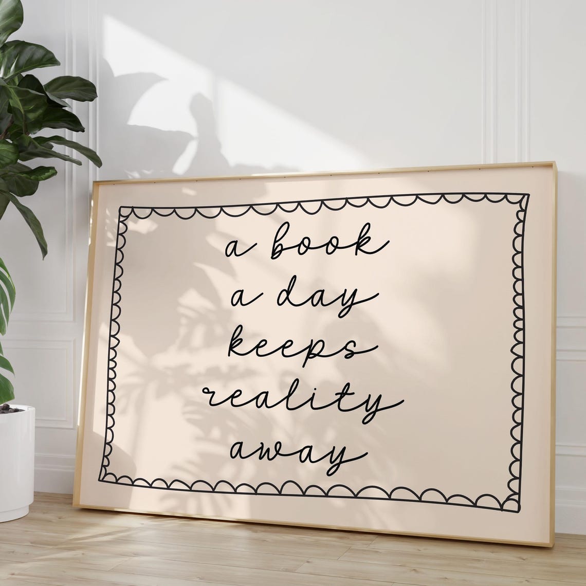 A Book A Day Keeps Reality Away Script Bookish Readers Quote Poster
