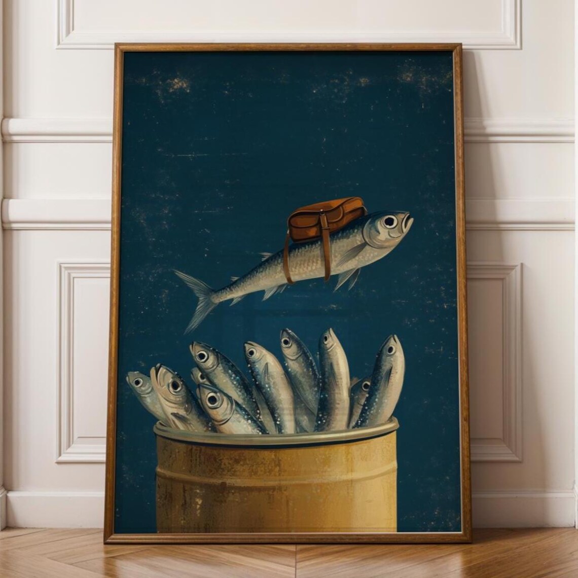 Retro Sardine Tin Wall Art Quirky Bathroom Tinned Sardines Poster Humorous