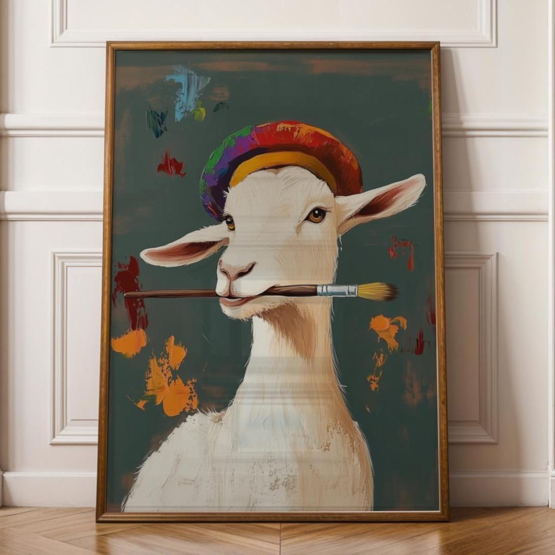 Funny Goat Wall Art, Studio Painter Decor Print