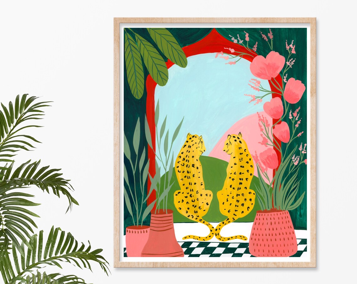 Leopard Tropical Nursery Art Print, Jungle Decor
