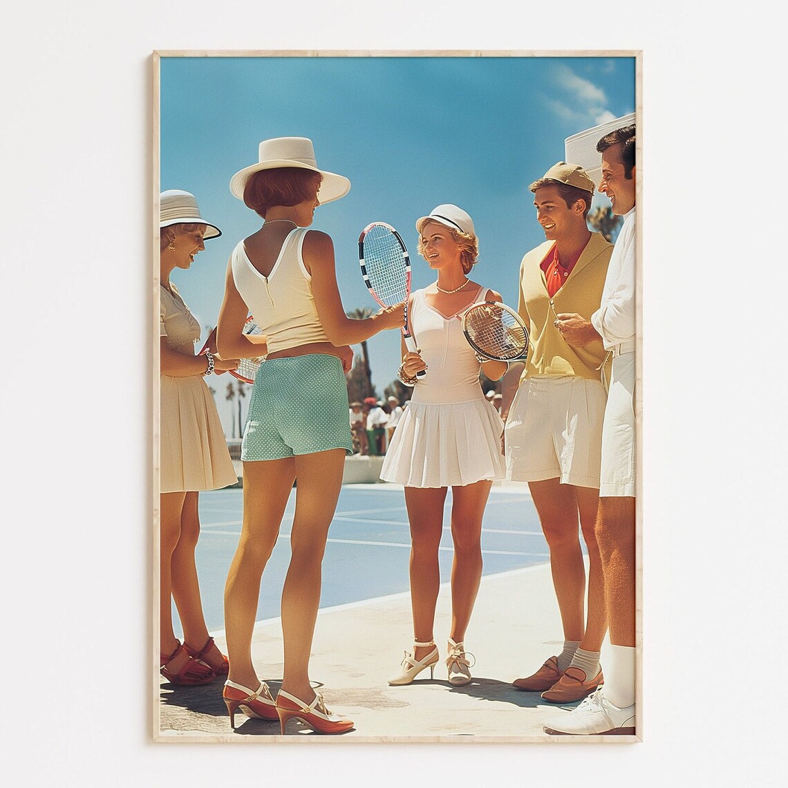 Tennis Friends Vintage Beach Club Travel Poster