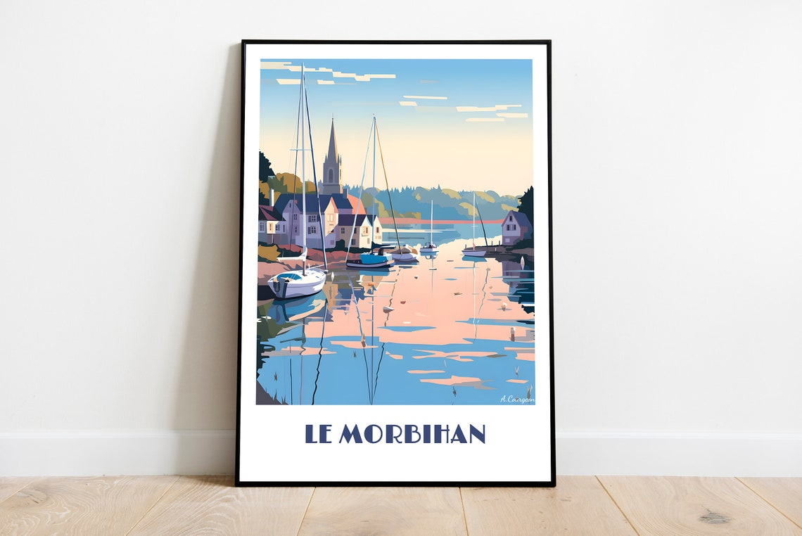 Handmade Morbihan Poster Wall Art Retro Travel Framed Birthday Home Made Decor Gift Vector Illustration Print Painting Custom