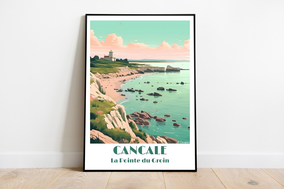 Cancale Pointe du Groin Rocky Coast Cliffs Brittany Seascape Travel Poster