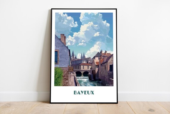 Handmade Bayeux Poster Wall Art Modern Travel Framed Birthday Home Made Decor Gift Vector Illustration Print Painting Custom Text